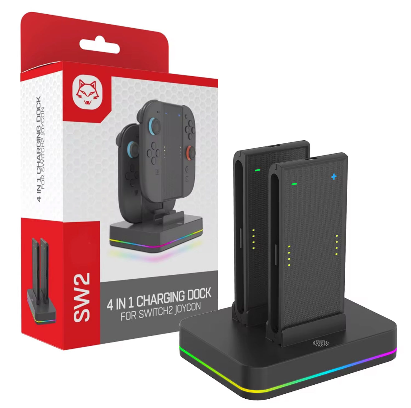 Switch2 4-in-1 RGB Charging Dock – Joy-Con Charging Stand